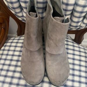 High end suede boots with Velcro fasteners size EU size 38 with 2 3/4 inch heels